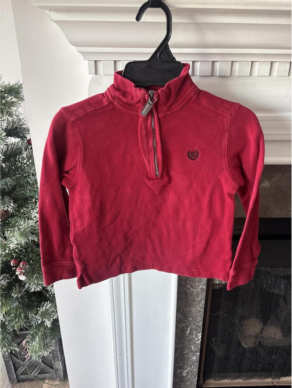 Chaps Red Quarter Zip Mock Neck Pullover Kids Boys Size 5 Sweater